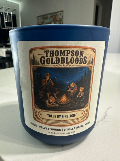 Tales by Firelight candle - blue vessel