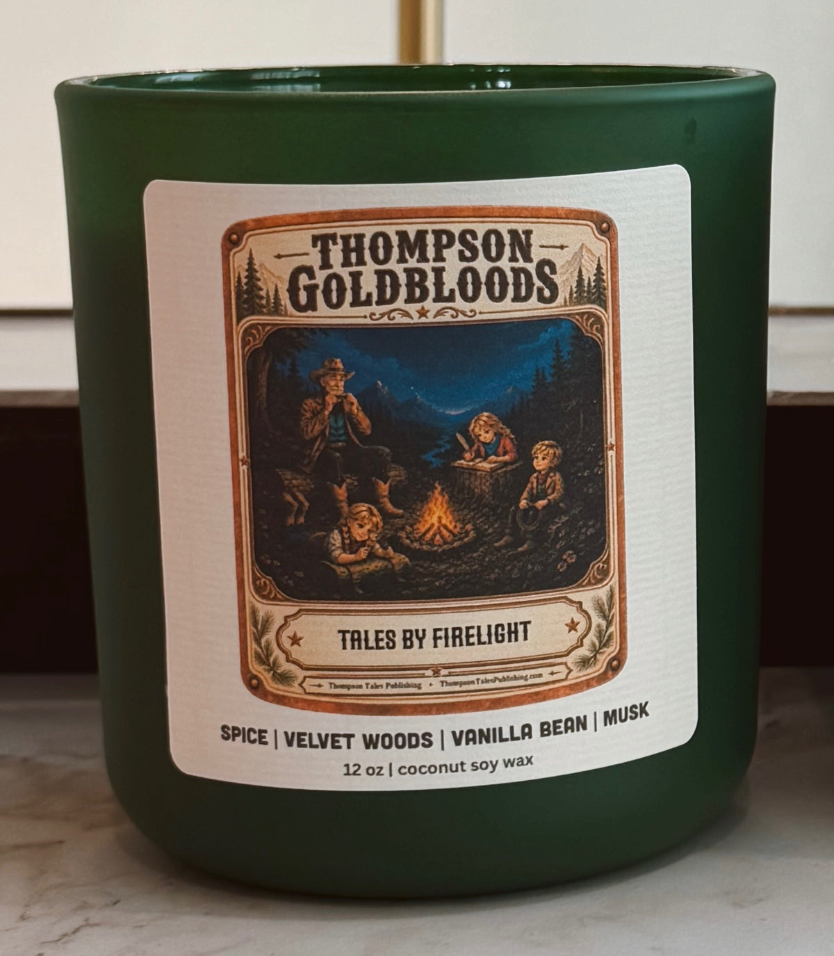 Tales by Firelight candle - green vessel