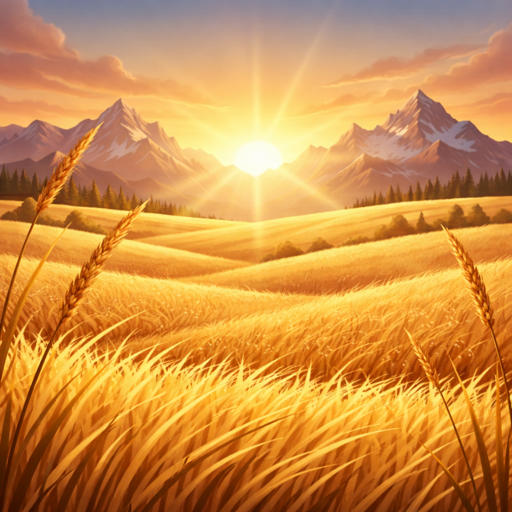 Golden meadow illustration from The Legend of the Thompson Goldbloods